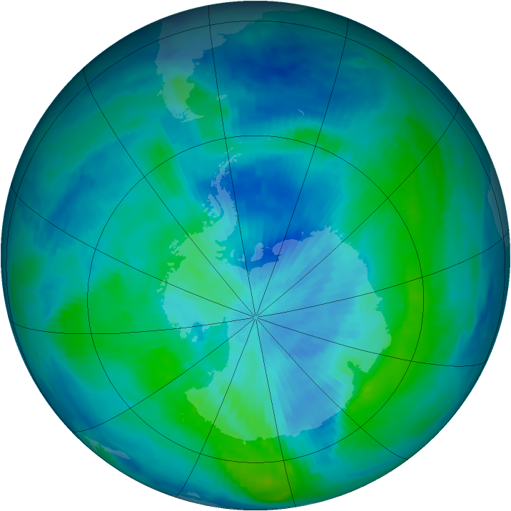 Antarctic ozone map for 07 March 1997